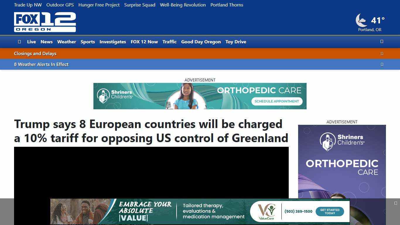 Trump says 8 European countries will be charged a 10% tariff for opposing US control of Greenland