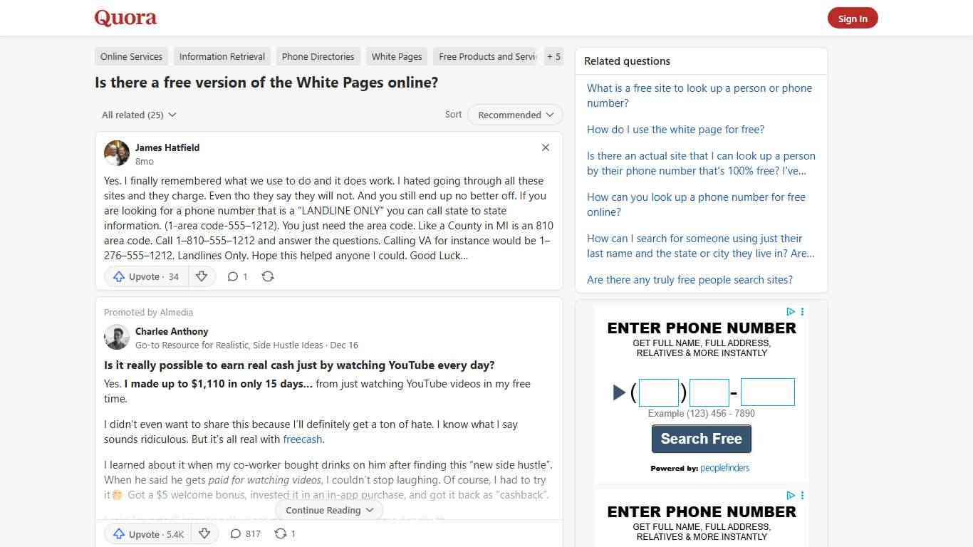 Is there a free version of the White Pages online? - Quora